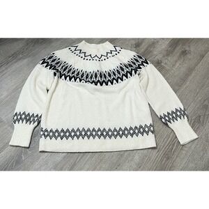 J‎ Jill Cotton Blend Knit Sweater Oversized Sz Medium Tall Cottage